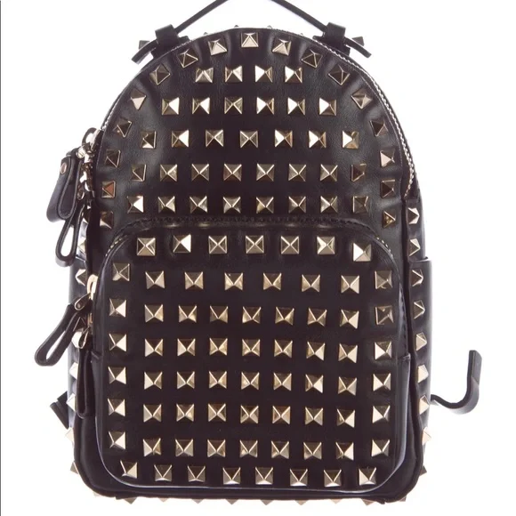 COPY - Black Mini Valentino Rockstud Backpack Valentino Rockstud Backpack Leather Black GHW main image 3